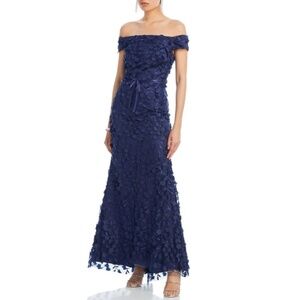 Eliza J Navy 3D Floral Gown